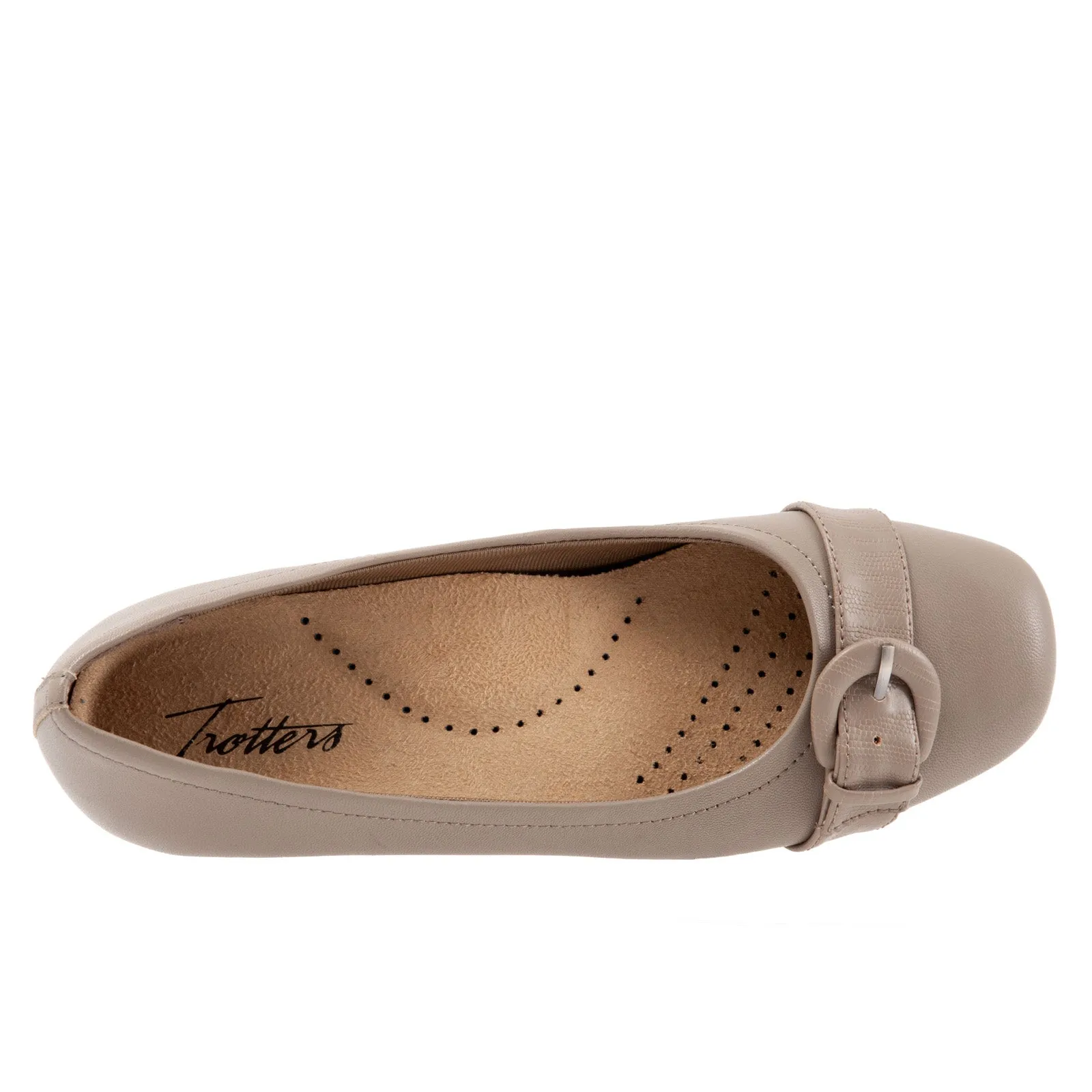Trotters Sylvia T2166-117 Womens Gray Narrow Leather Ballet Flats Shoes