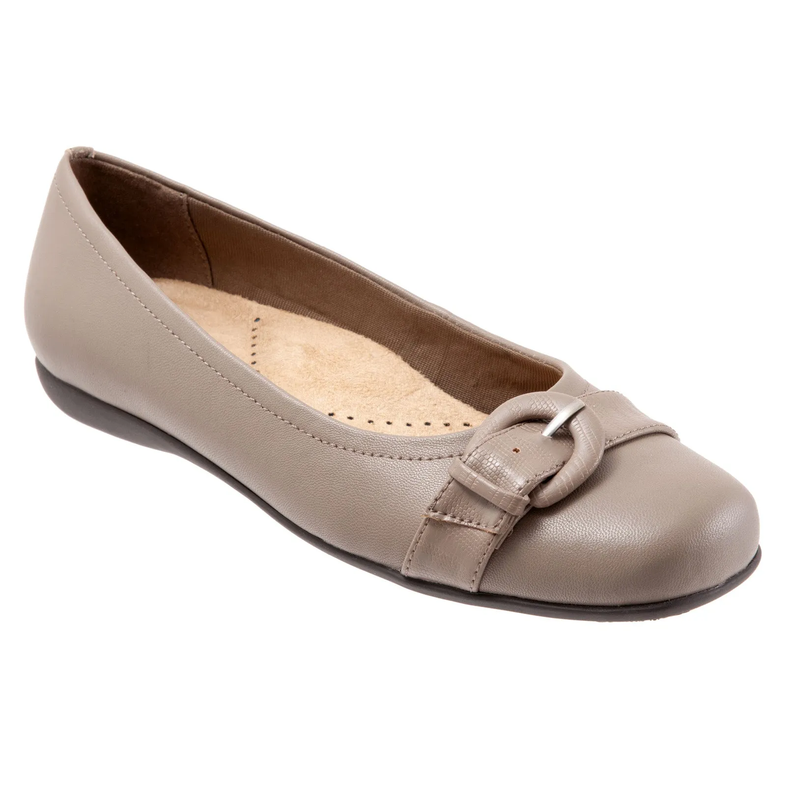 Trotters Sylvia T2166-117 Womens Gray Narrow Leather Ballet Flats Shoes