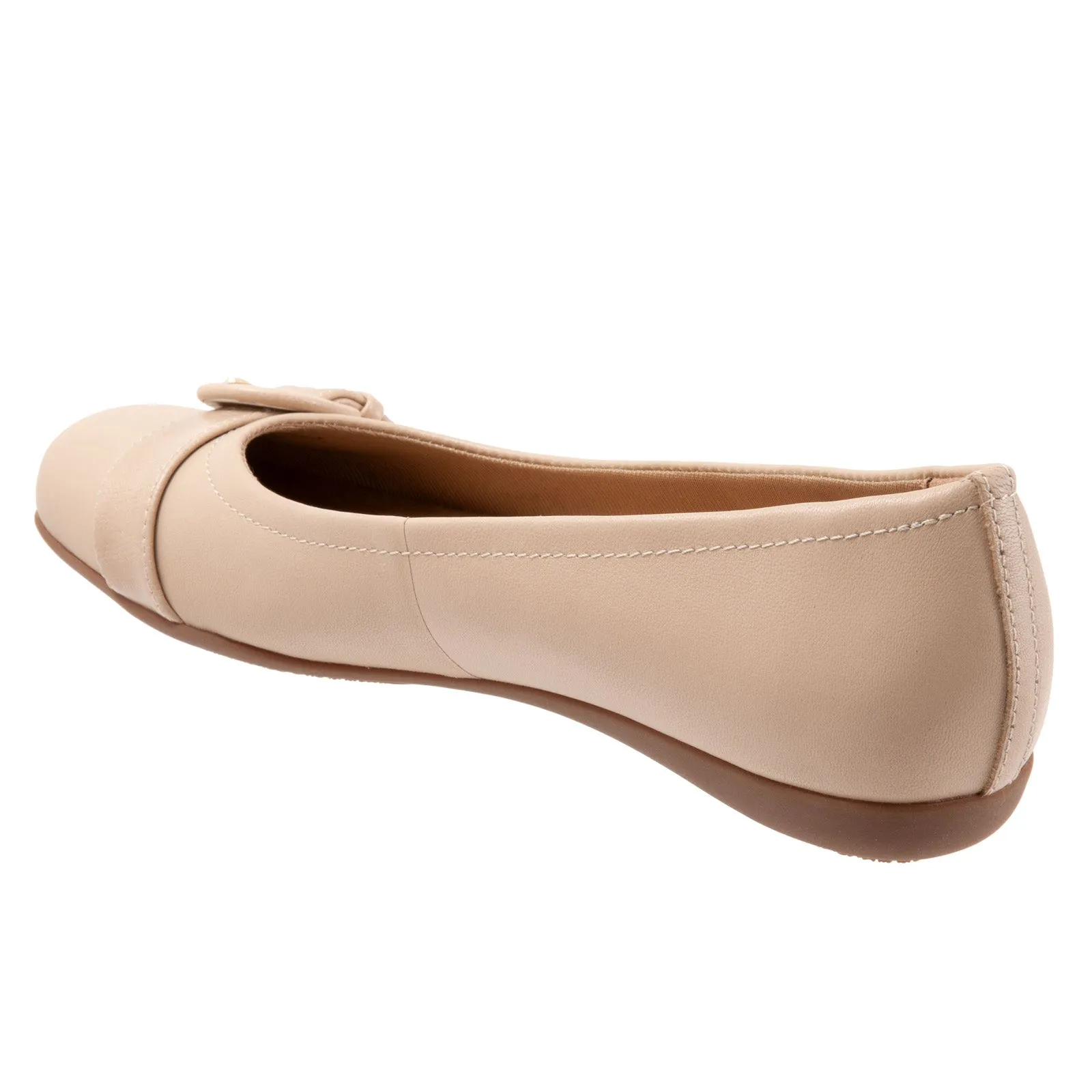Trotters Sylvia T2166-130 Womens Beige Narrow Leather Ballet Flats Shoes