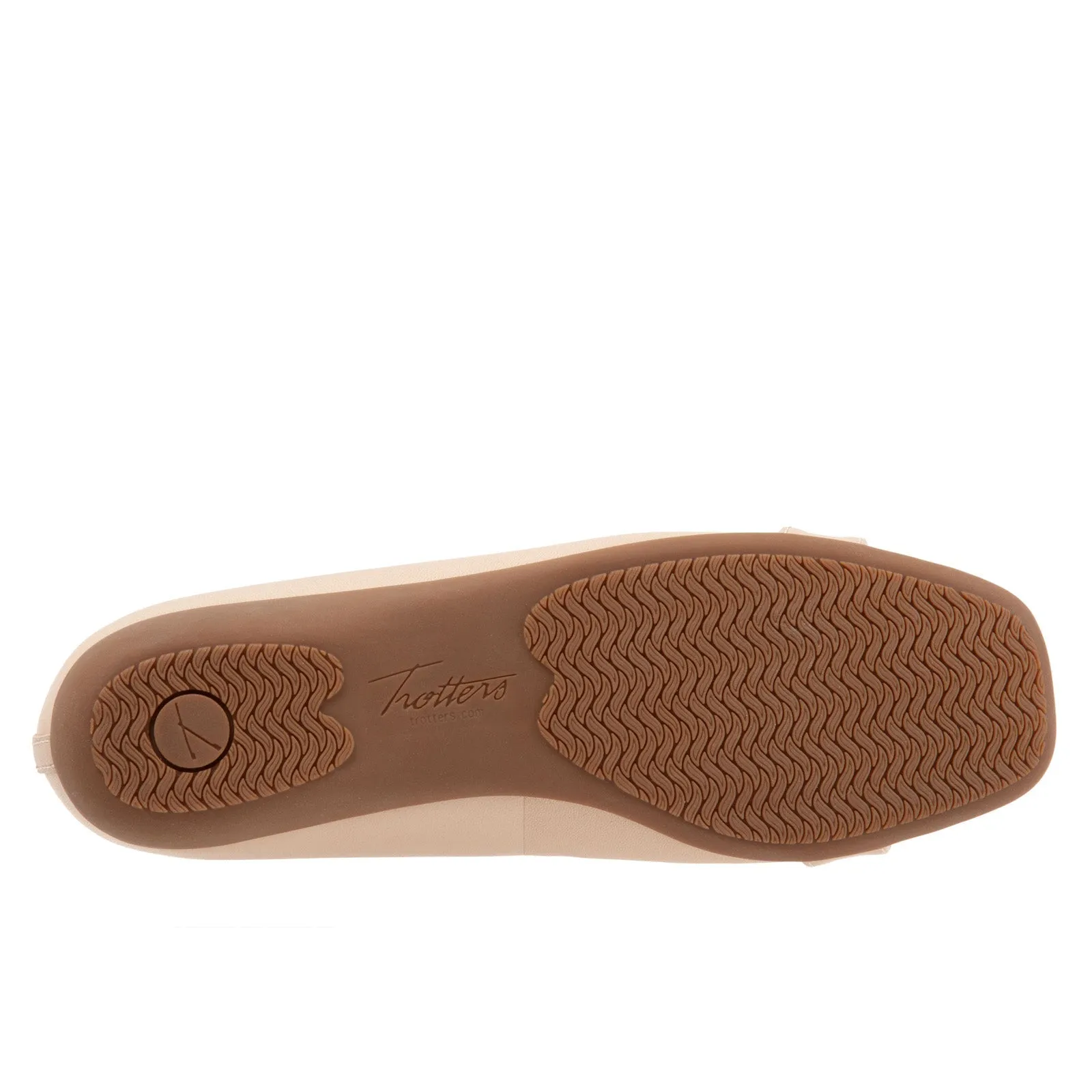 Trotters Sylvia T2166-130 Womens Beige Narrow Leather Ballet Flats Shoes