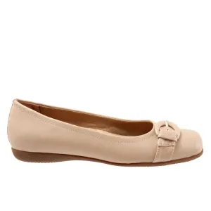 Trotters Sylvia T2166-130 Womens Beige Narrow Leather Ballet Flats Shoes