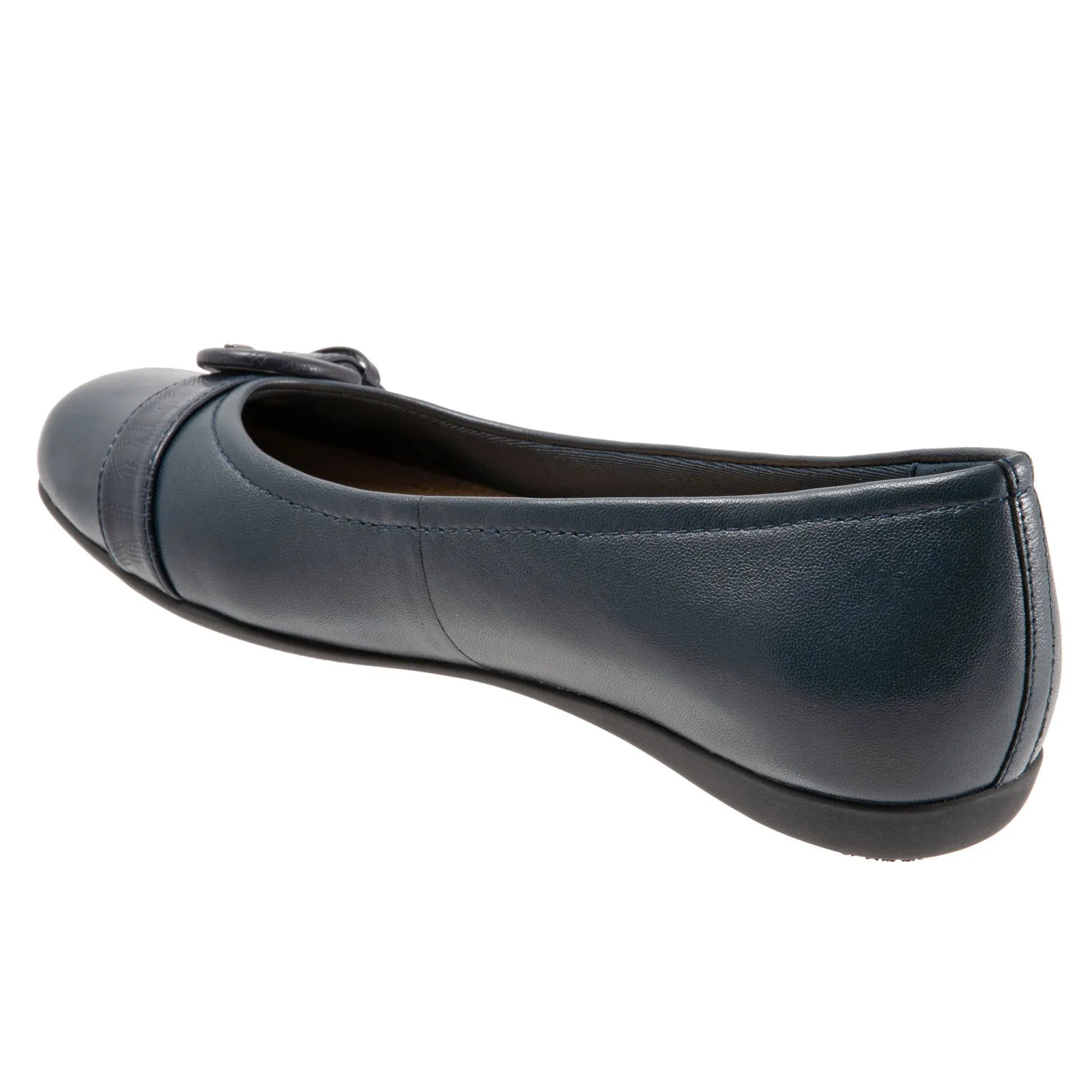Trotters Sylvia T2166-400 Womens Blue Wide Leather Ballet Flats Shoes