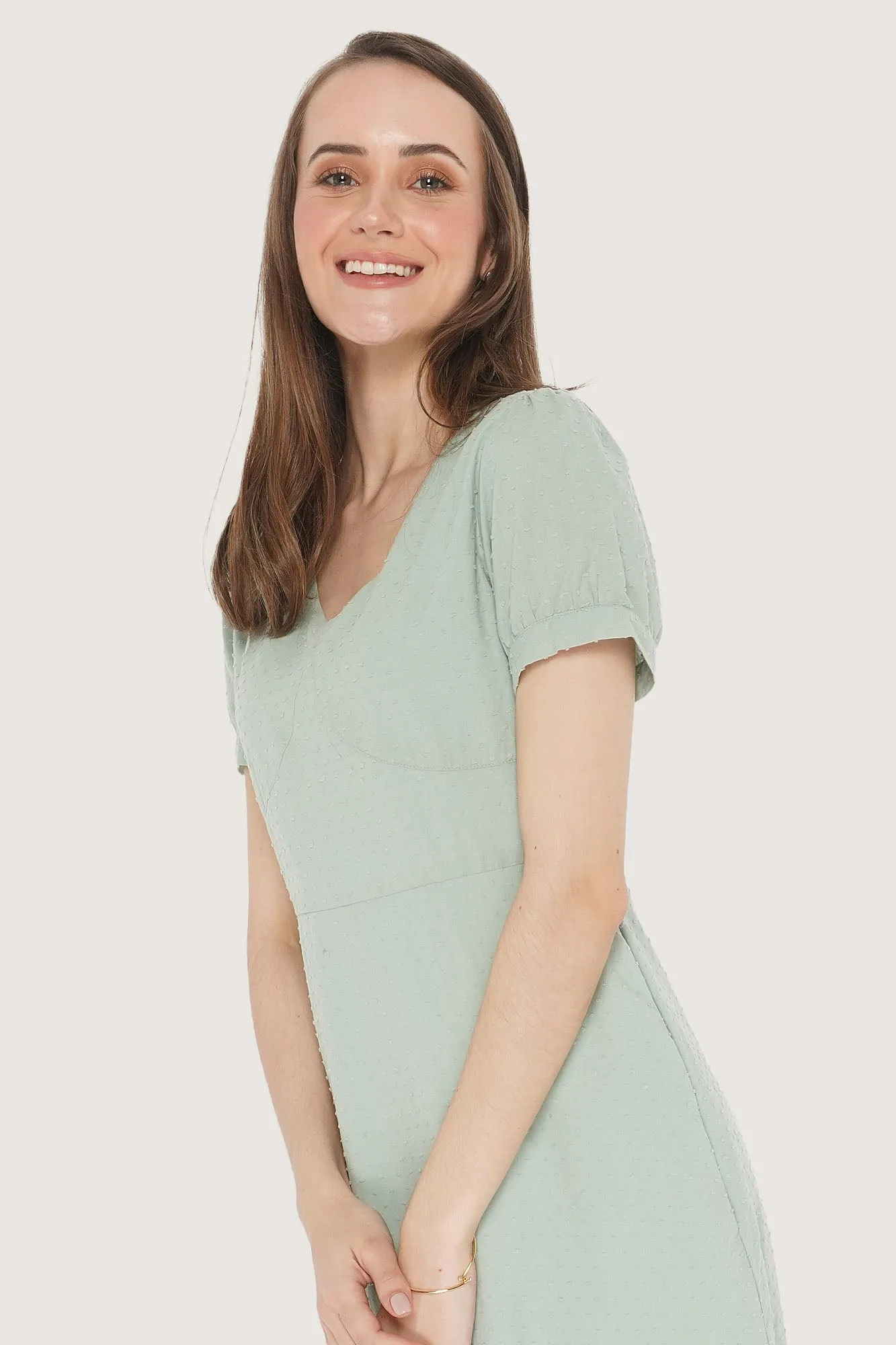 V-Neck Fit And Flare Dress