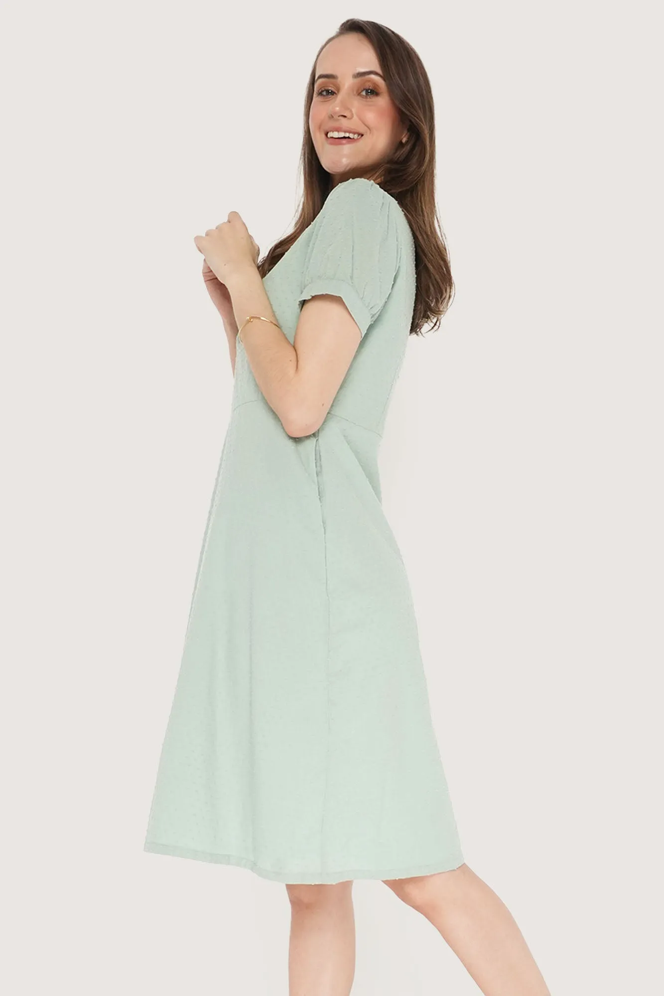 V-Neck Fit And Flare Dress