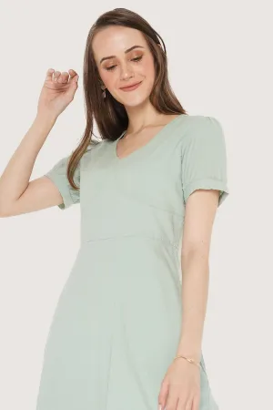 V-Neck Fit And Flare Dress
