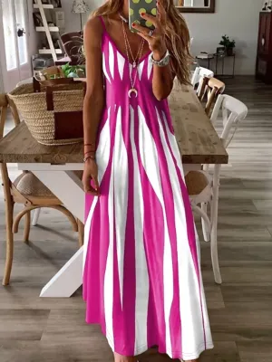 Verano - Striped Spaghetti Strap Dress
