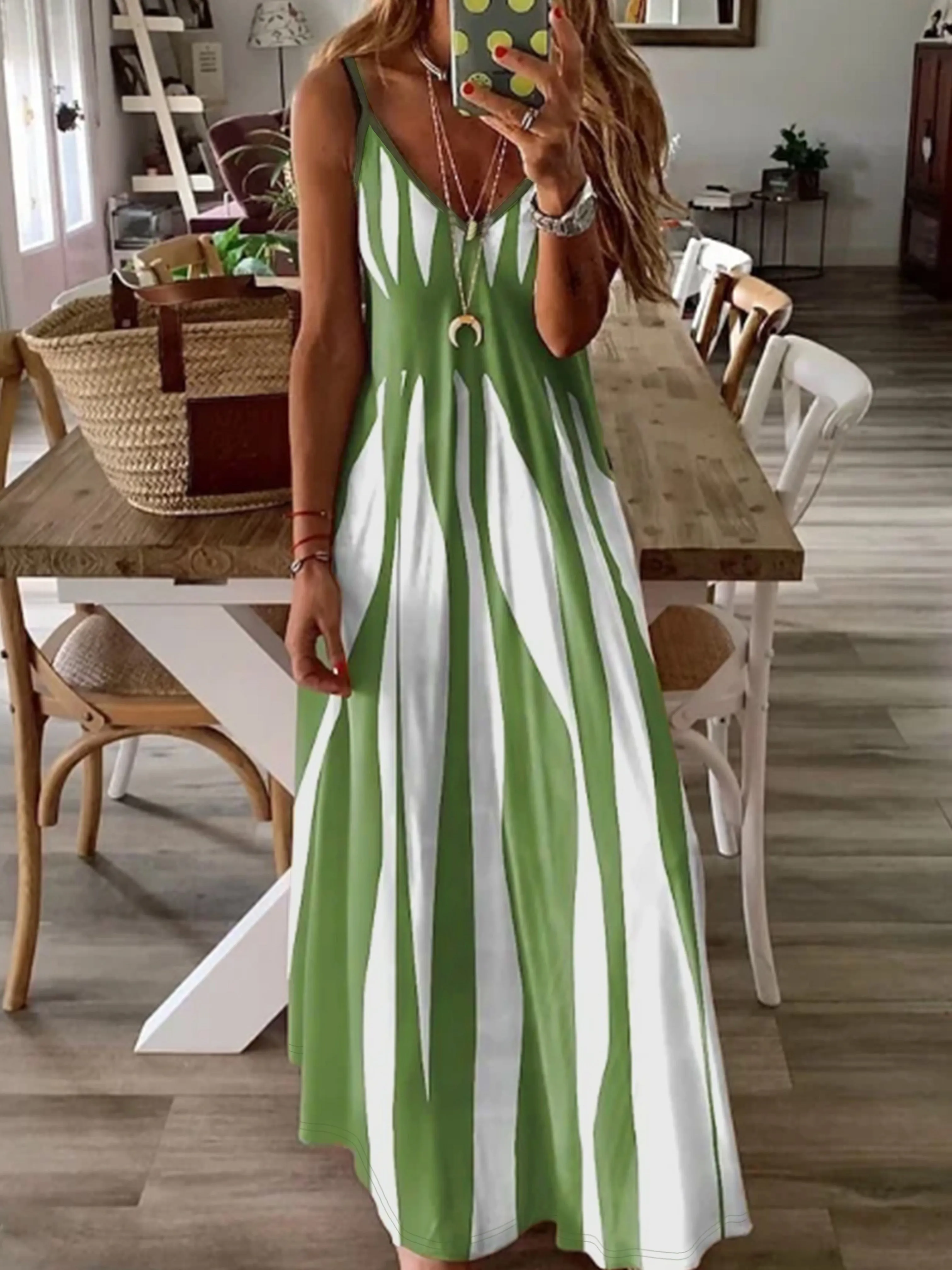 Verano - Striped Spaghetti Strap Dress