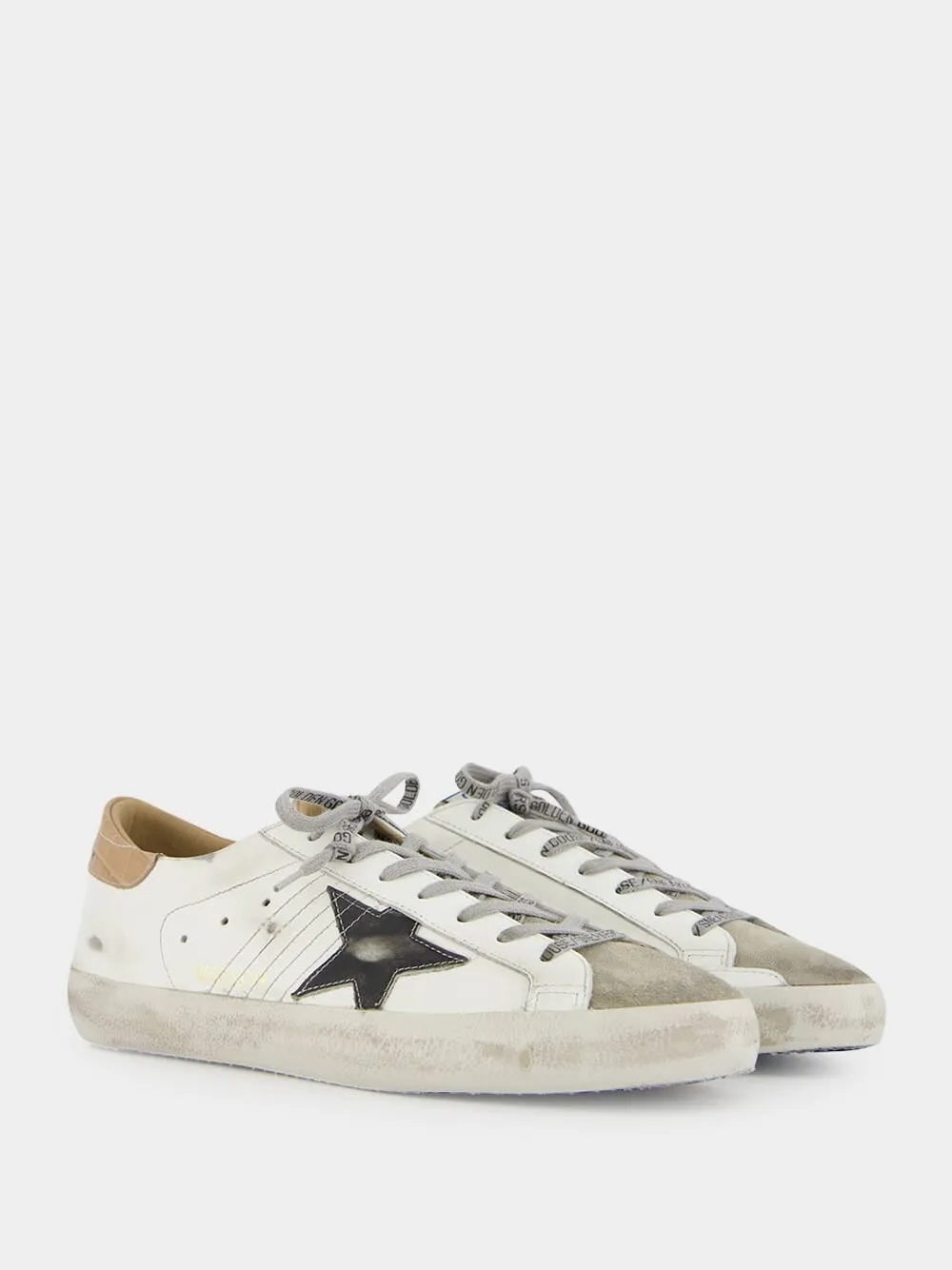 White and Black Superstar Low-Top Sneakers
