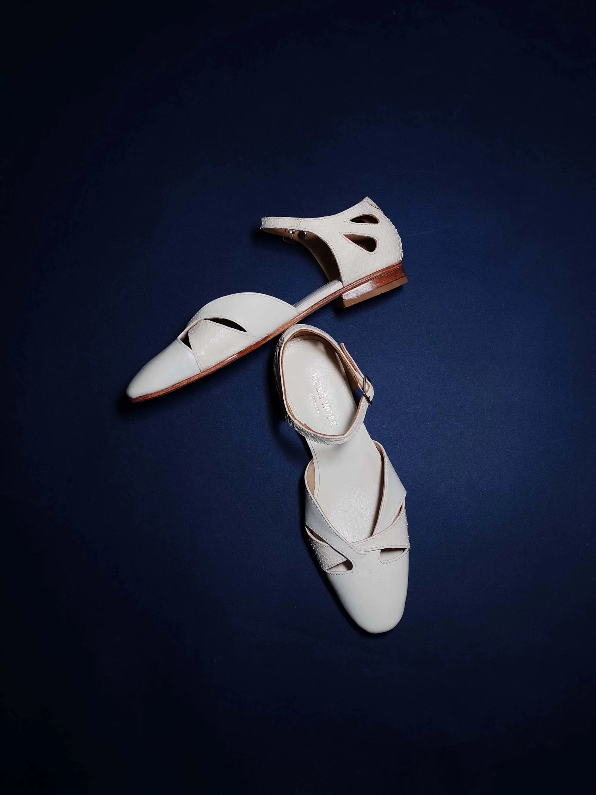 White Woven Leather Sandals