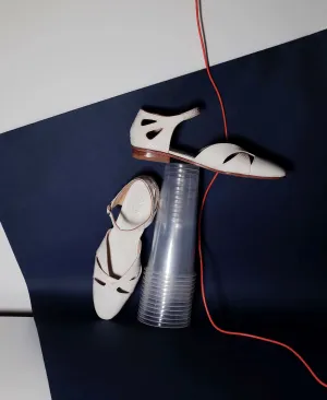 White Woven Leather Sandals