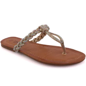 Women ‘Heiti’ Open Toe Flat Decorated Summer Slippers