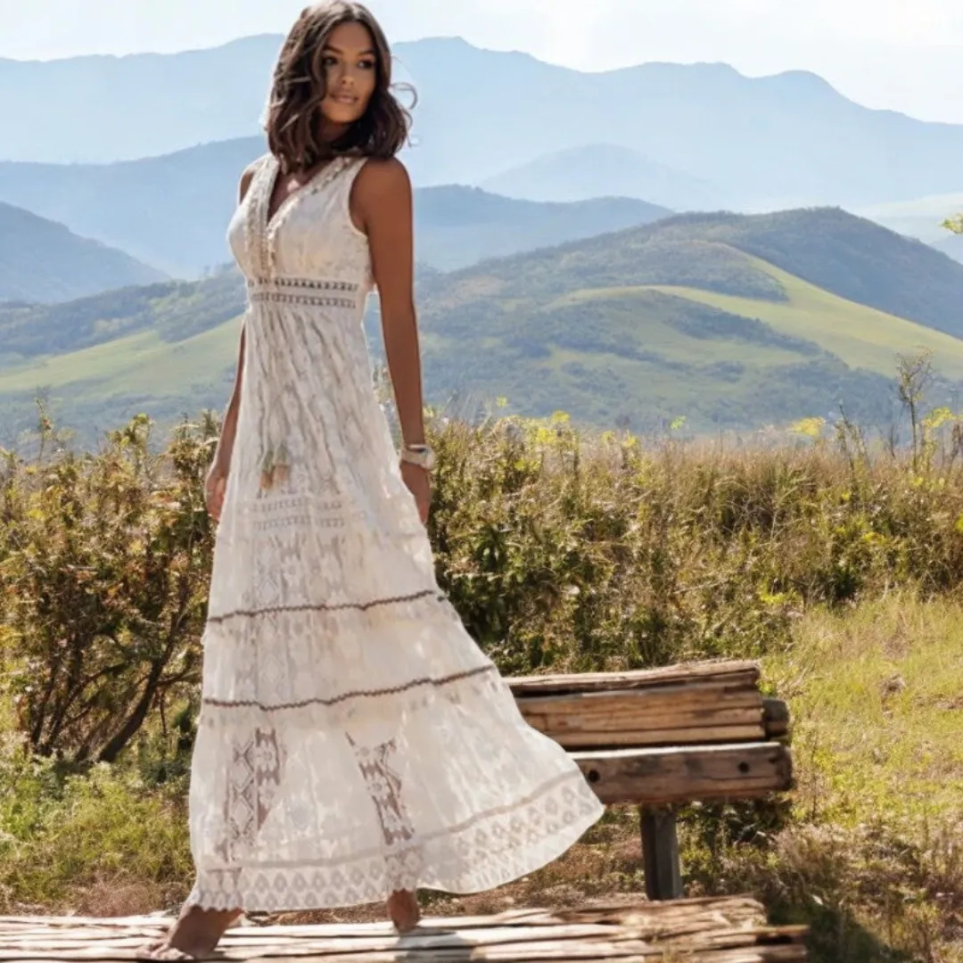 Women's Lace Maxi Dress Bohemian Style