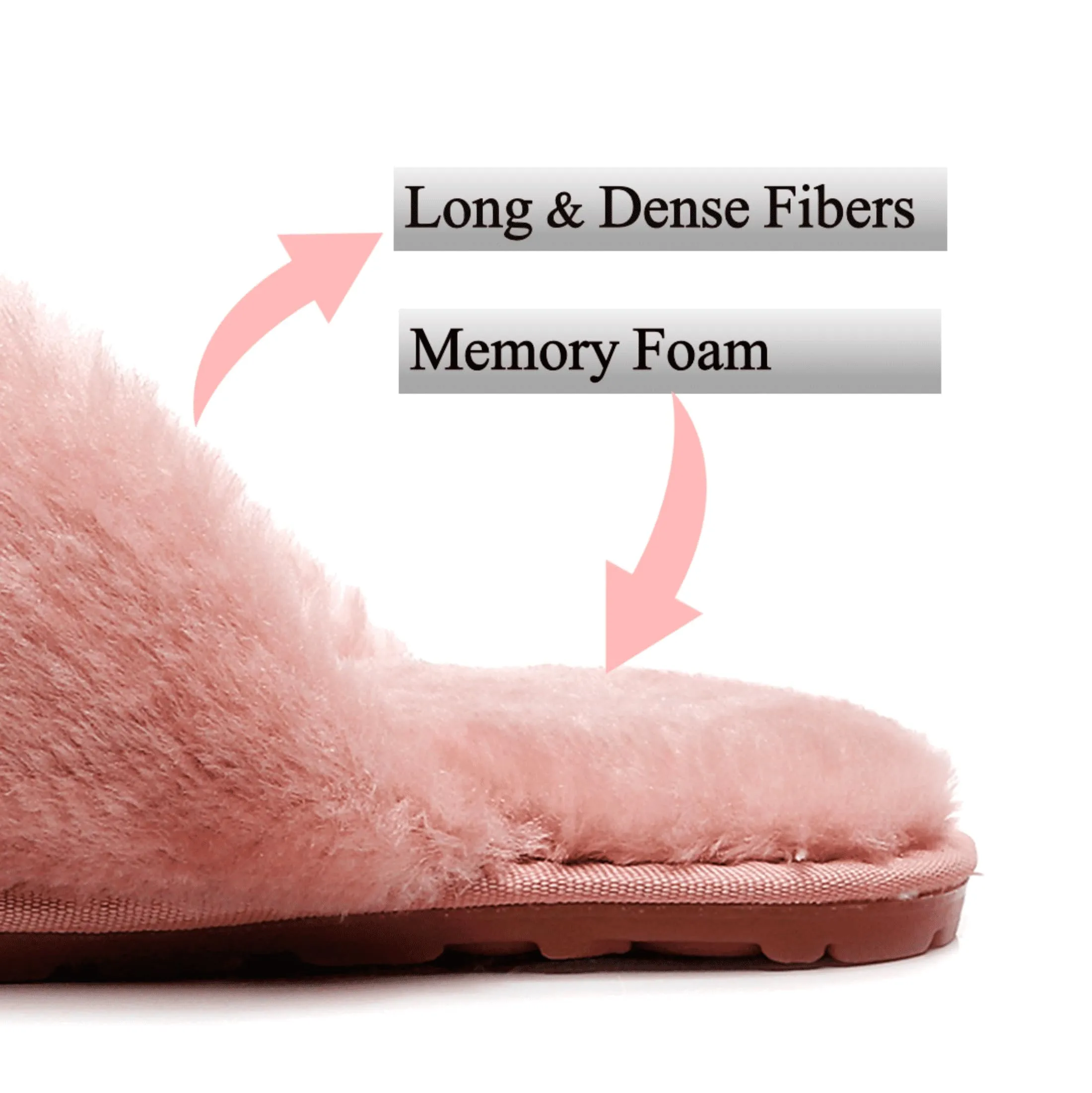 Women's Plush Cross-Band Slides with Memory Foam Soles