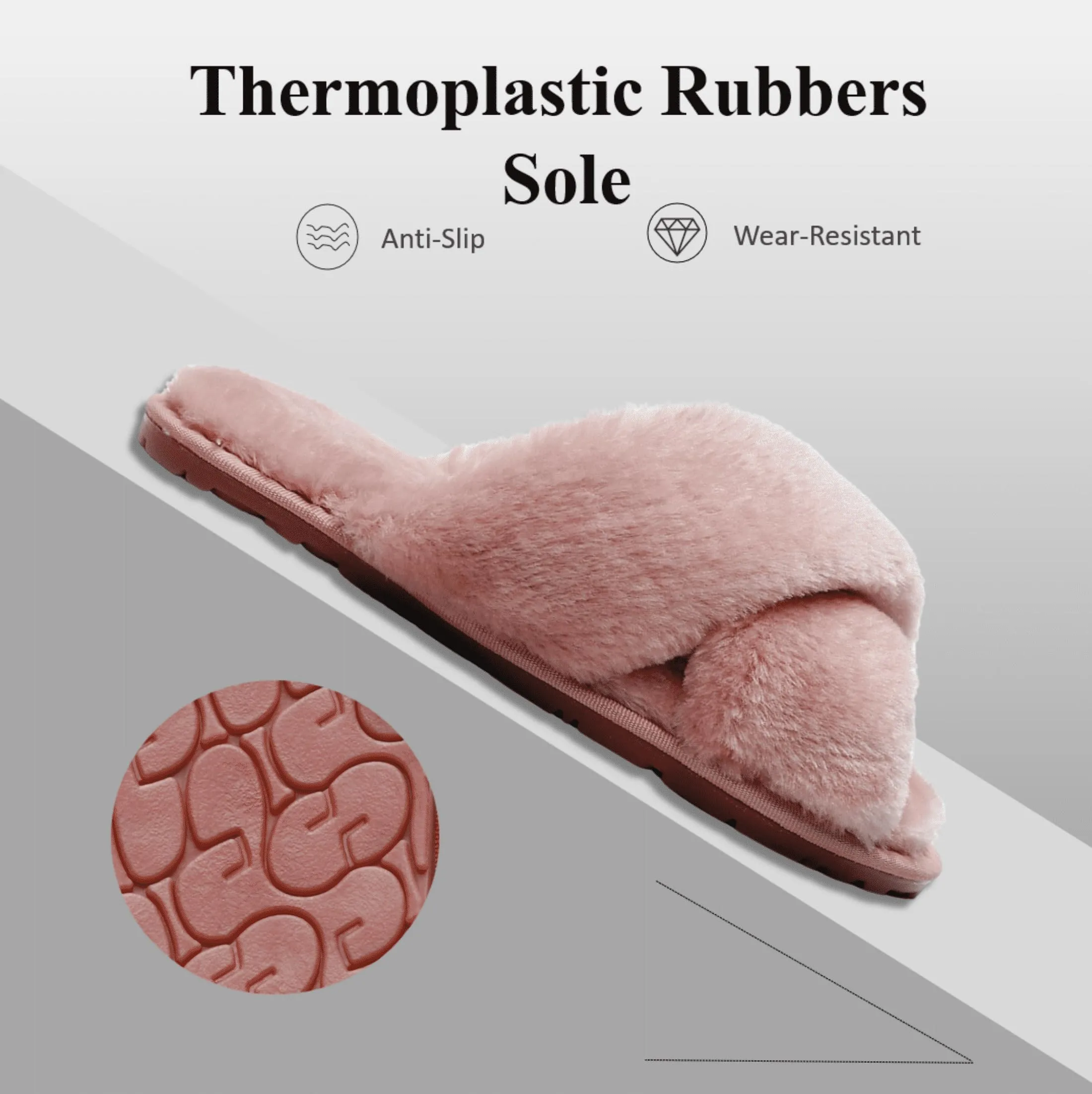 Women's Plush Cross-Band Slides with Memory Foam Soles