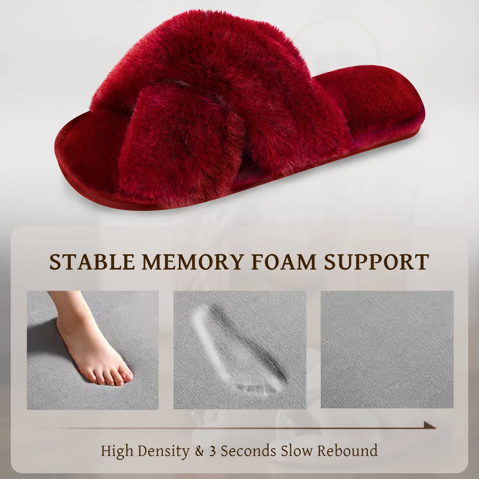 Women's Plush Open Toe Cross Band Slippers