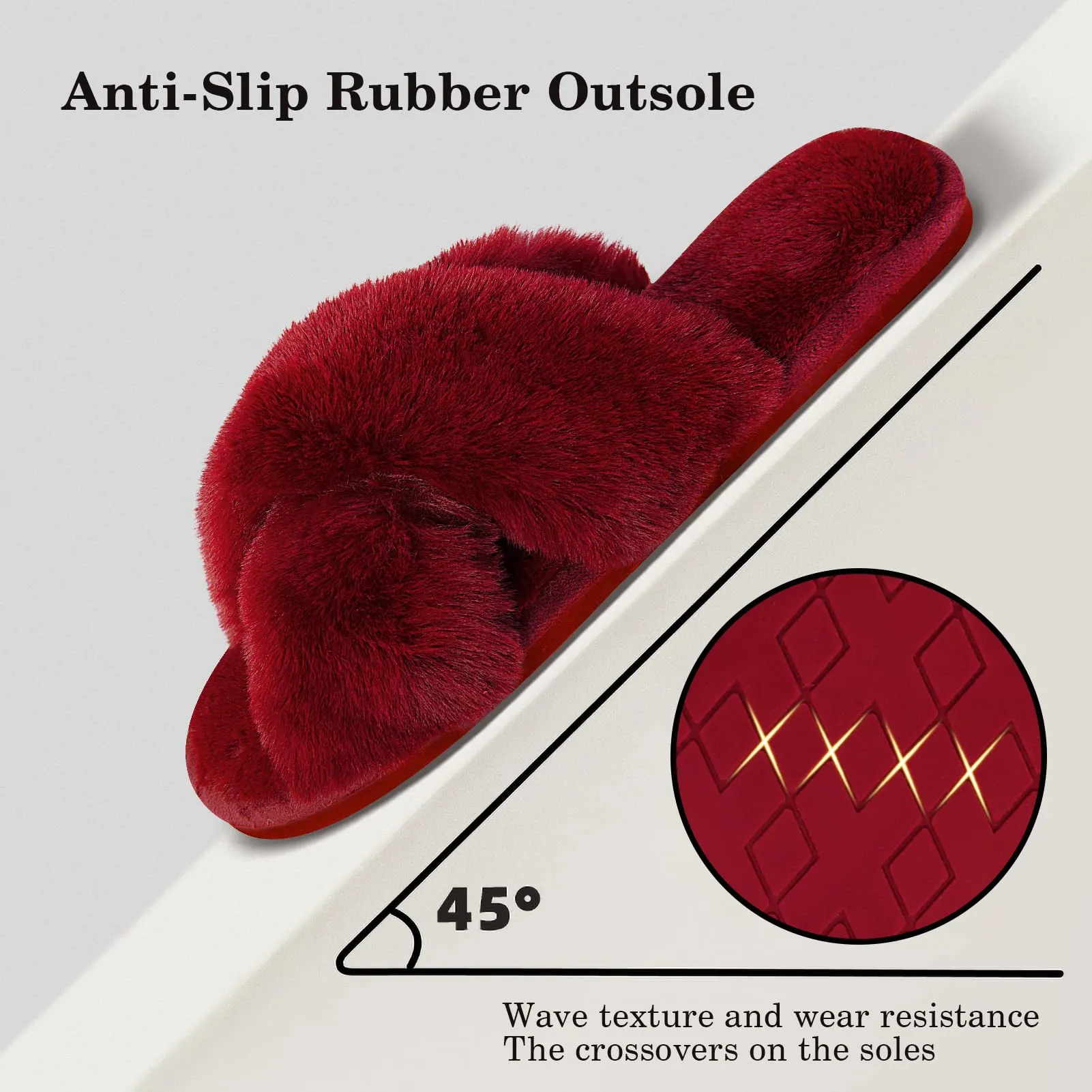 Women's Plush Open Toe Cross Band Slippers