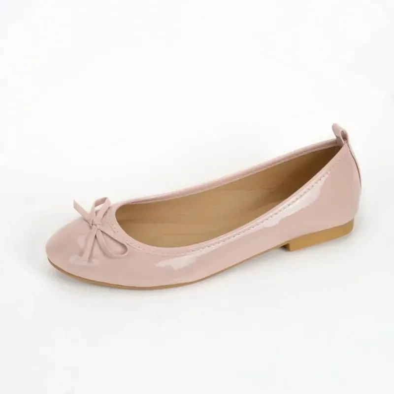 Women's Round Toe Flat Shoes with Soft Leather 2024 New Butterfly Bow Casual Black Women's Shoes Ballet Style Single Shoes