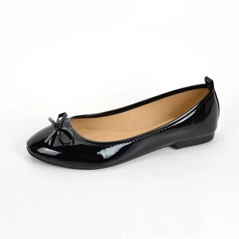 Women's Round Toe Flat Shoes with Soft Leather 2024 New Butterfly Bow Casual Black Women's Shoes Ballet Style Single Shoes