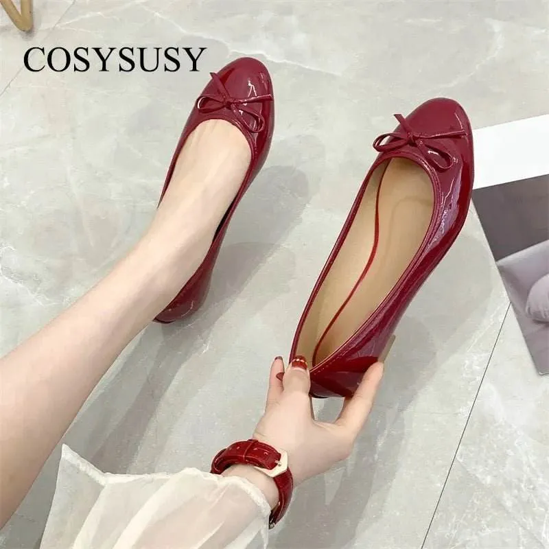 Women's Round Toe Flat Shoes with Soft Leather 2024 New Butterfly Bow Casual Black Women's Shoes Ballet Style Single Shoes
