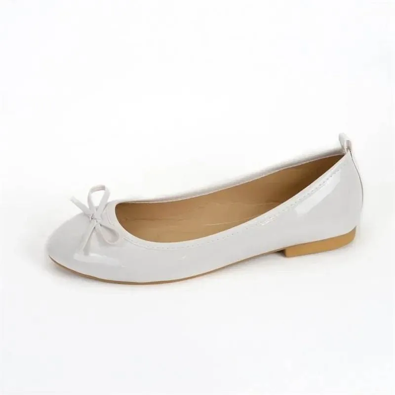 Women's Round Toe Flat Shoes with Soft Leather 2024 New Butterfly Bow Casual Black Women's Shoes Ballet Style Single Shoes