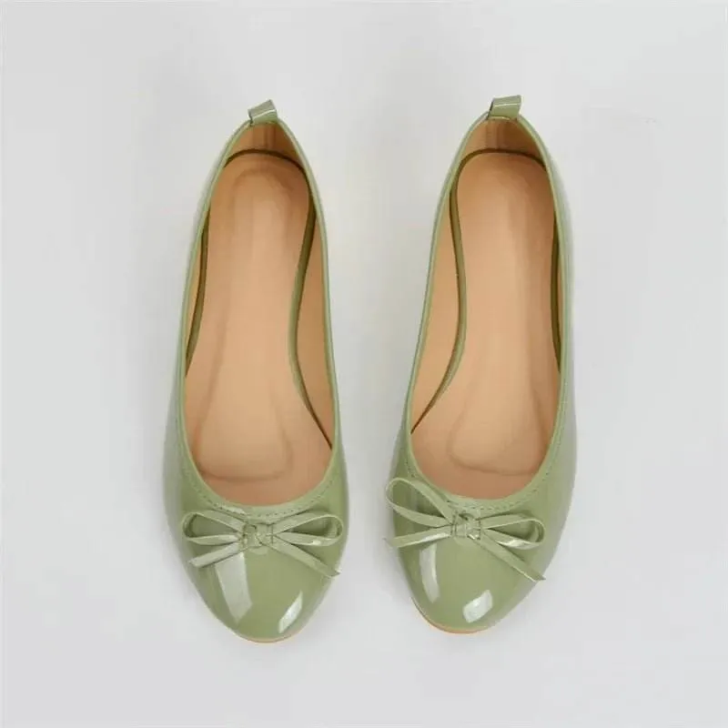 Women's Round Toe Flat Shoes with Soft Leather 2024 New Butterfly Bow Casual Black Women's Shoes Ballet Style Single Shoes