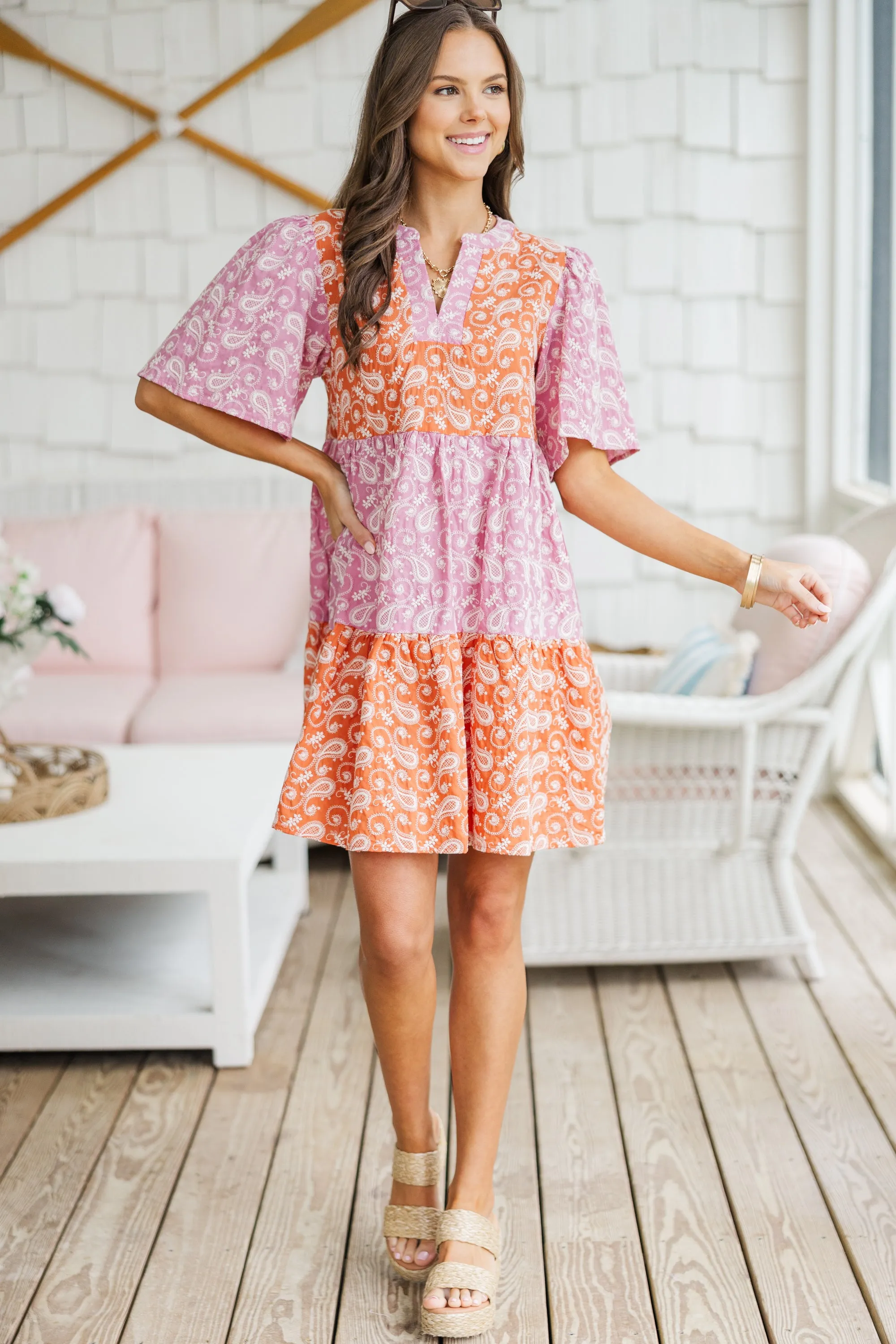 You Got It Rust Orange Paisley Dress