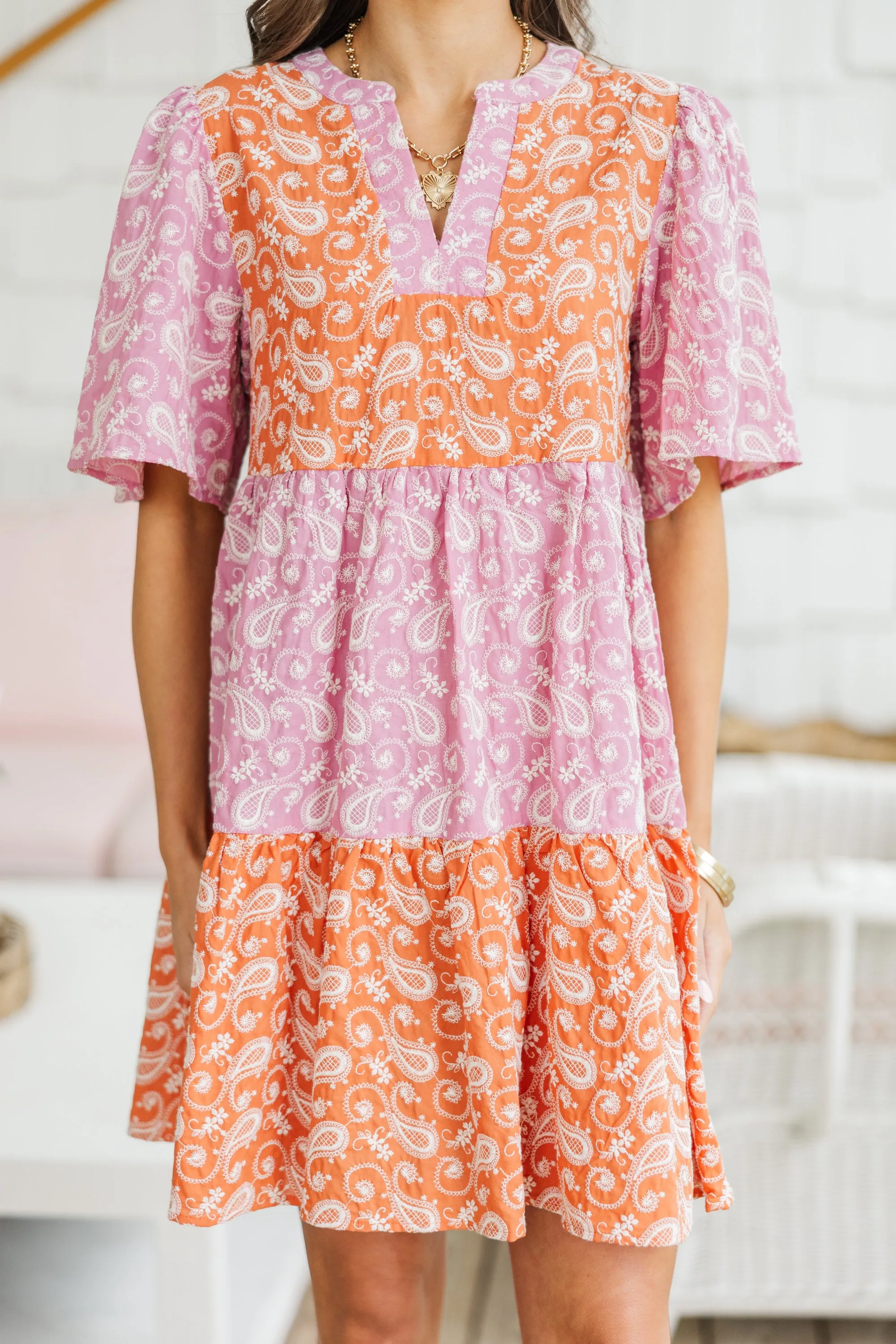 You Got It Rust Orange Paisley Dress