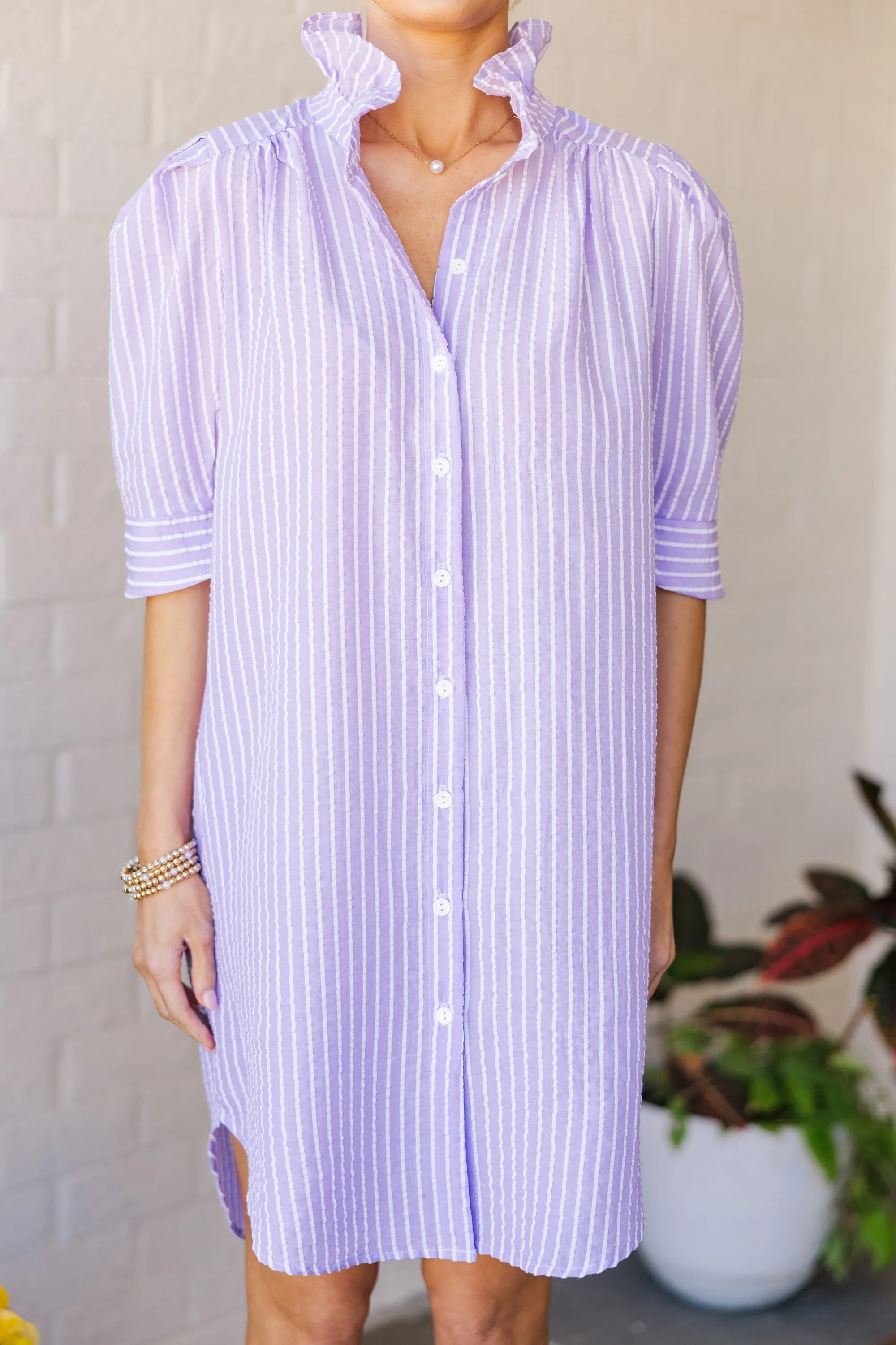 Your Way Lavender Seersucker Dress